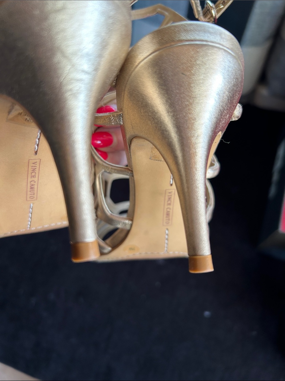 Vince Camuto Metallic Gold Caged Heeled Sandals - Picture 6 of 7